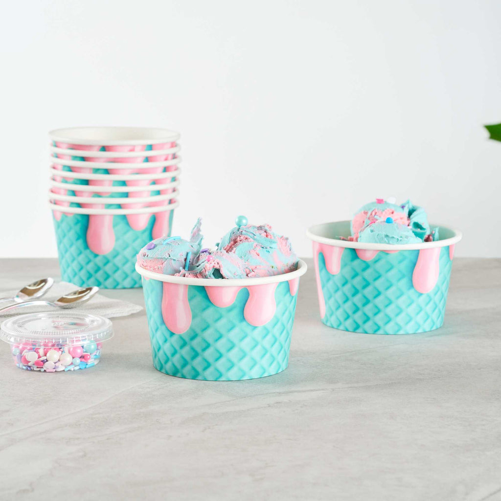 Coppetta 8 oz Round Bubblegum Splash Paper To Go Cup - 3 3/4" x 3 3/4" x 2 1/4" - 50 count box