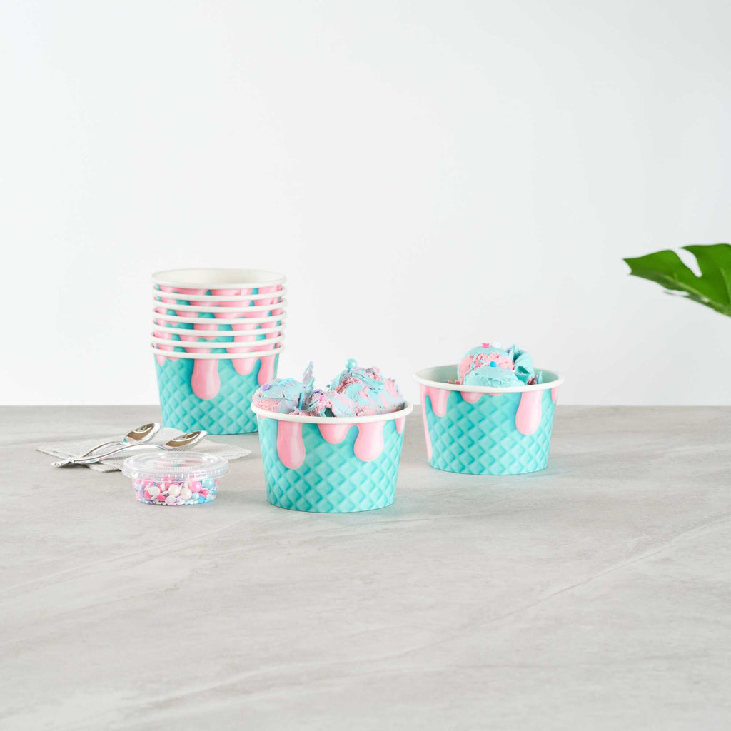 Coppetta 8 oz Round Bubblegum Splash Paper To Go Cup - 3 3/4" x 3 3/4" x 2 1/4" - 50 count box