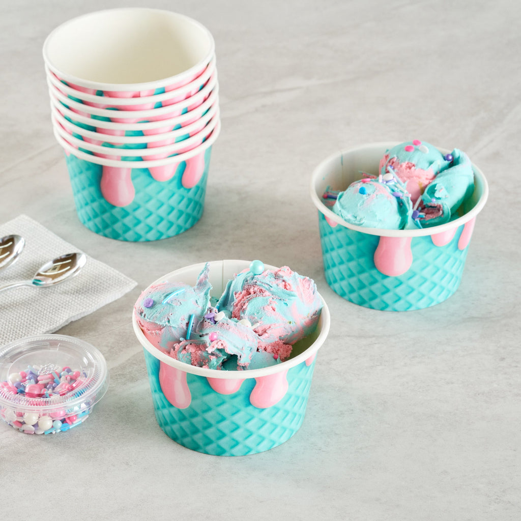 Coppetta 8 oz Round Bubblegum Splash Paper To Go Cup - 3 3/4" x 3 3/4" x 2 1/4" - 200 count box