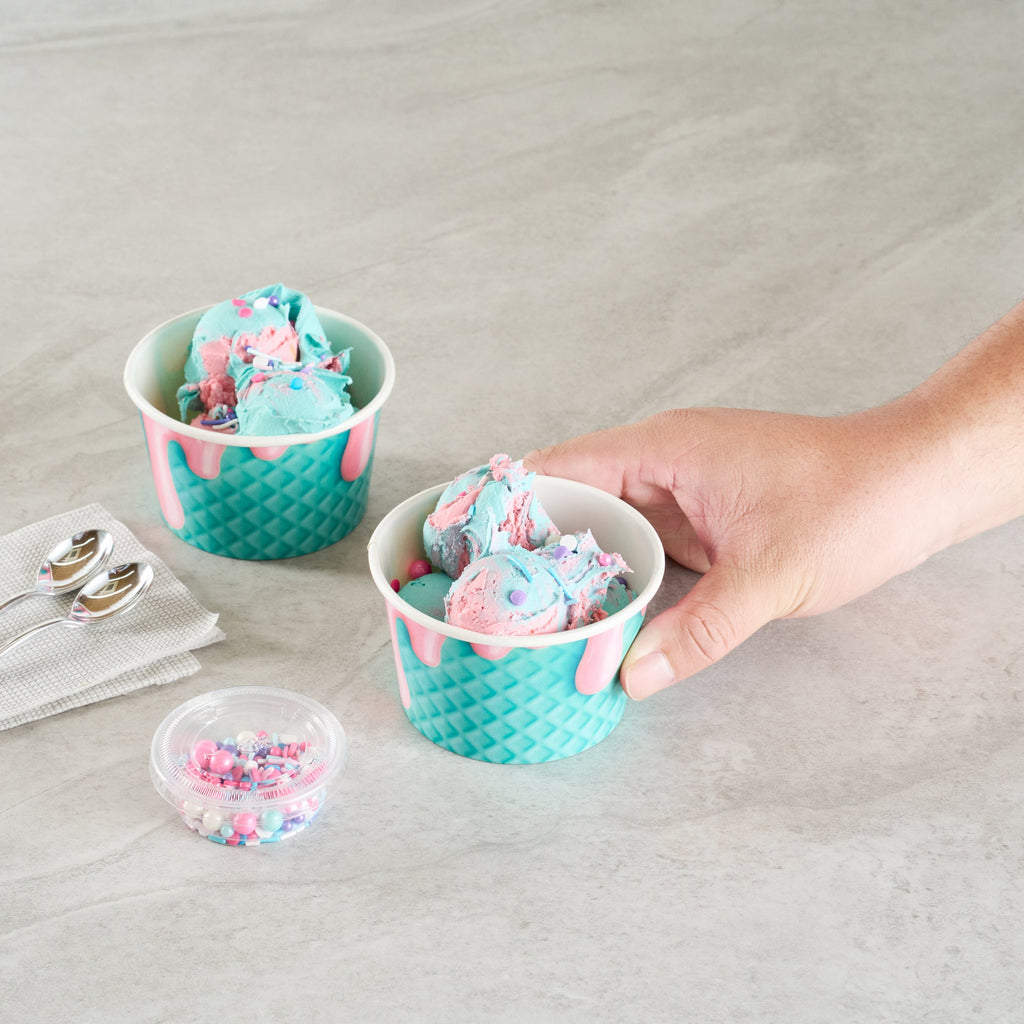 Coppetta 8 oz Round Bubblegum Splash Paper To Go Cup - 3 3/4" x 3 3/4" x 2 1/4" - 200 count box