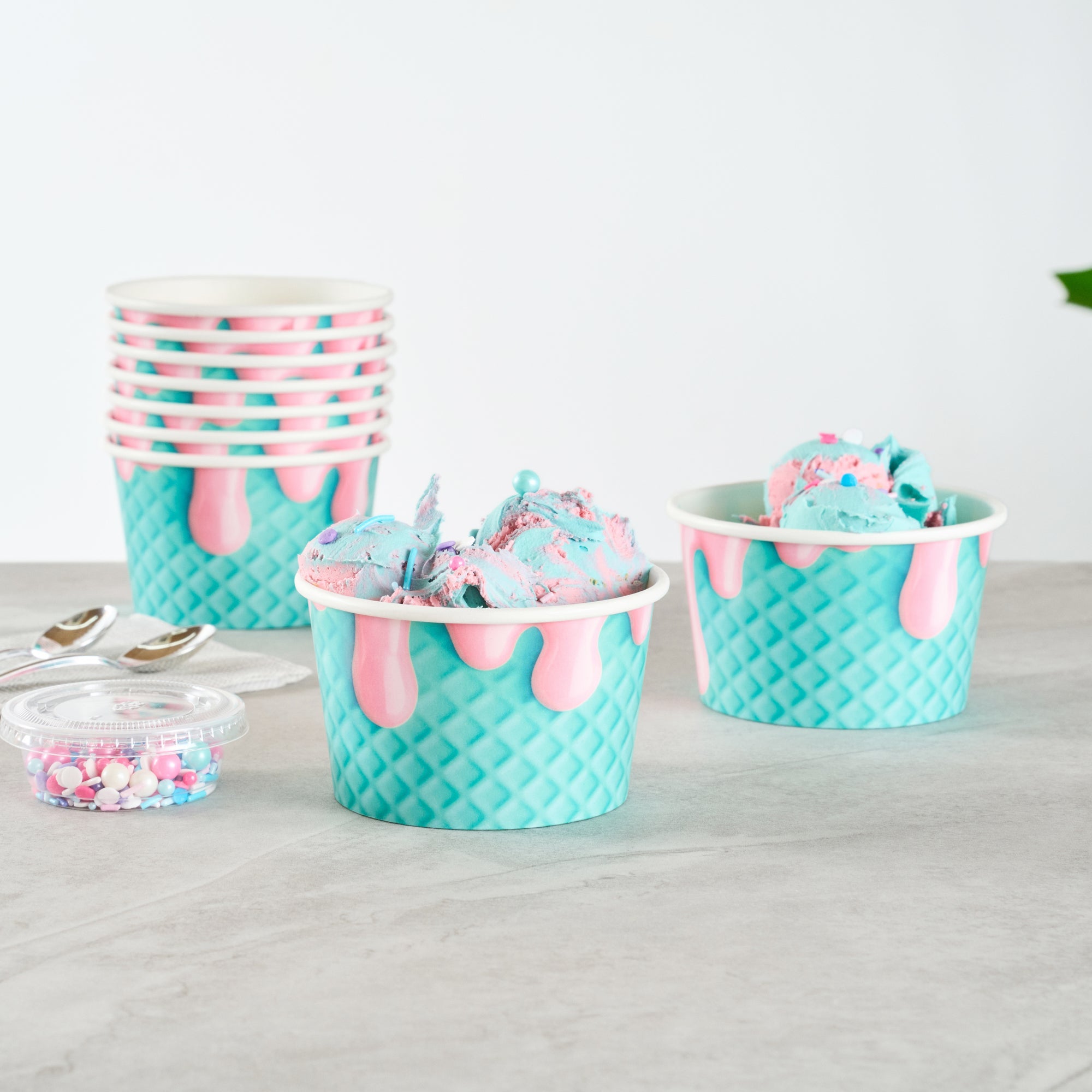 Coppetta 8 oz Round Bubblegum Splash Paper To Go Cup - 3 3/4" x 3 3/4" x 2 1/4" - 200 count box
