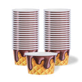 Coppetta 8 oz Round Chocolate Drizzle Paper To Go Cup - 3 3/4" x 3 3/4" x 2 1/4" - 200 count box