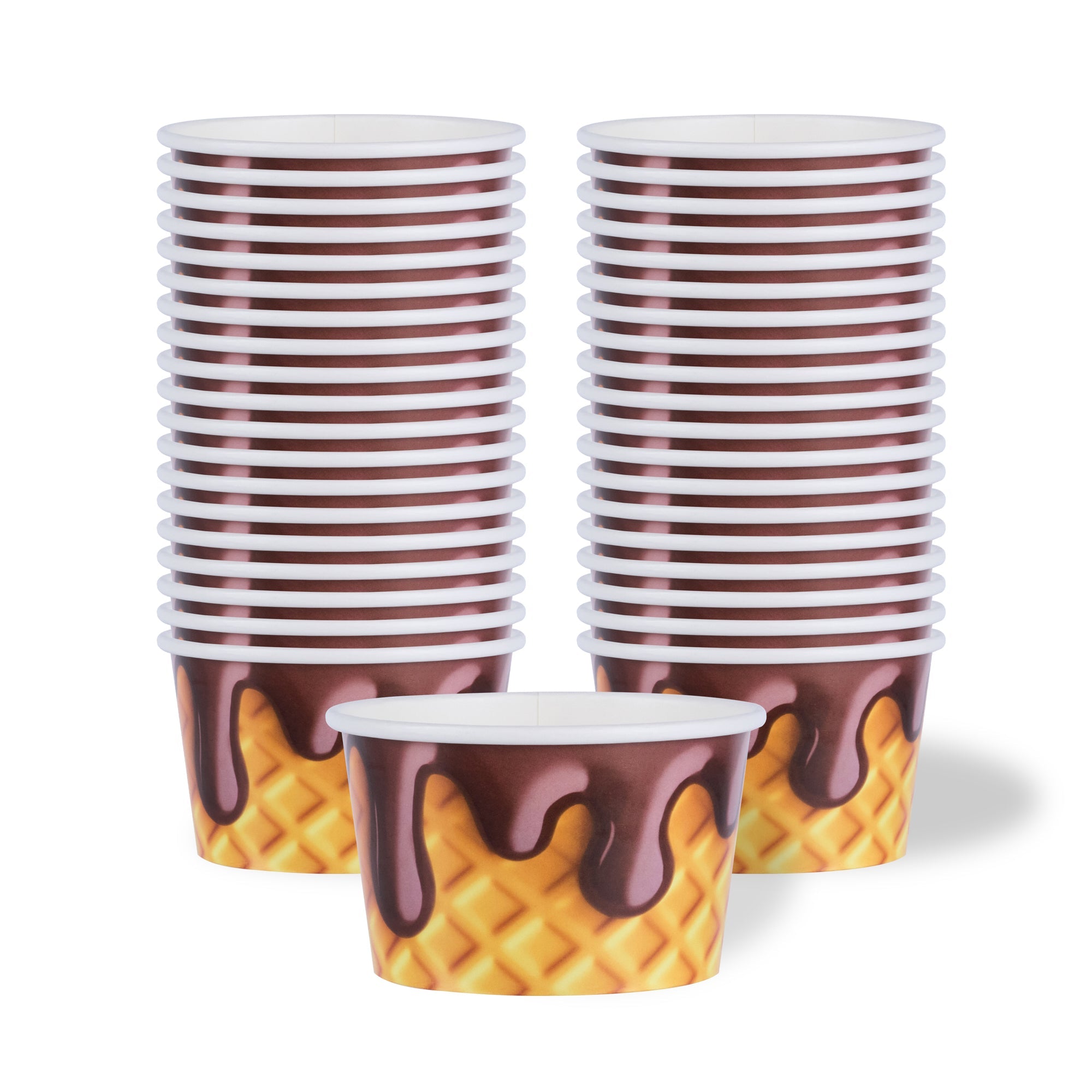 Coppetta 8 oz Round Chocolate Drizzle Paper To Go Cup - 3 3/4" x 3 3/4" x 2 1/4" - 200 count box