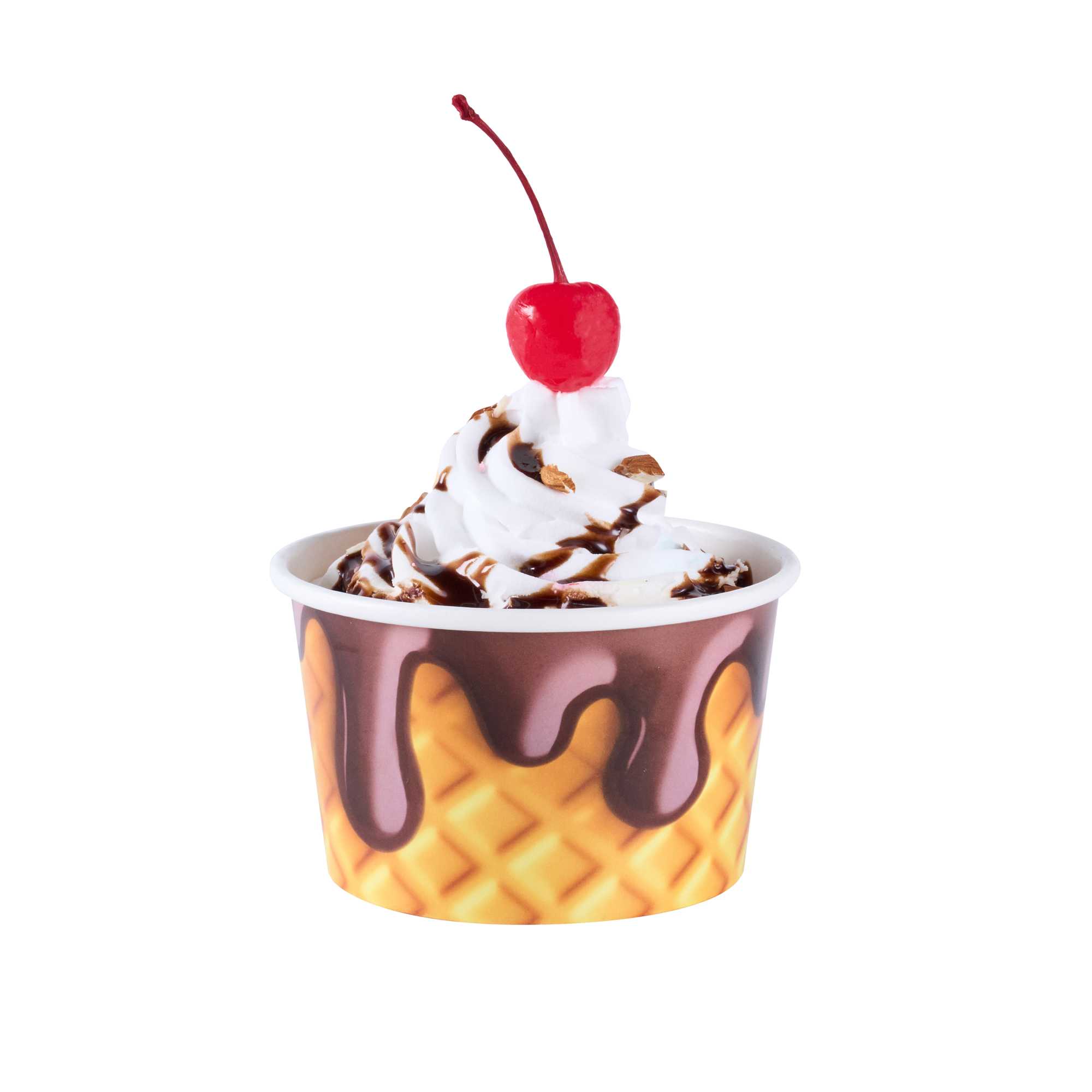 Coppetta 8 oz Round Chocolate Drizzle Paper To Go Cup - 3 3/4" x 3 3/4" x 2 1/4" - 50 count box
