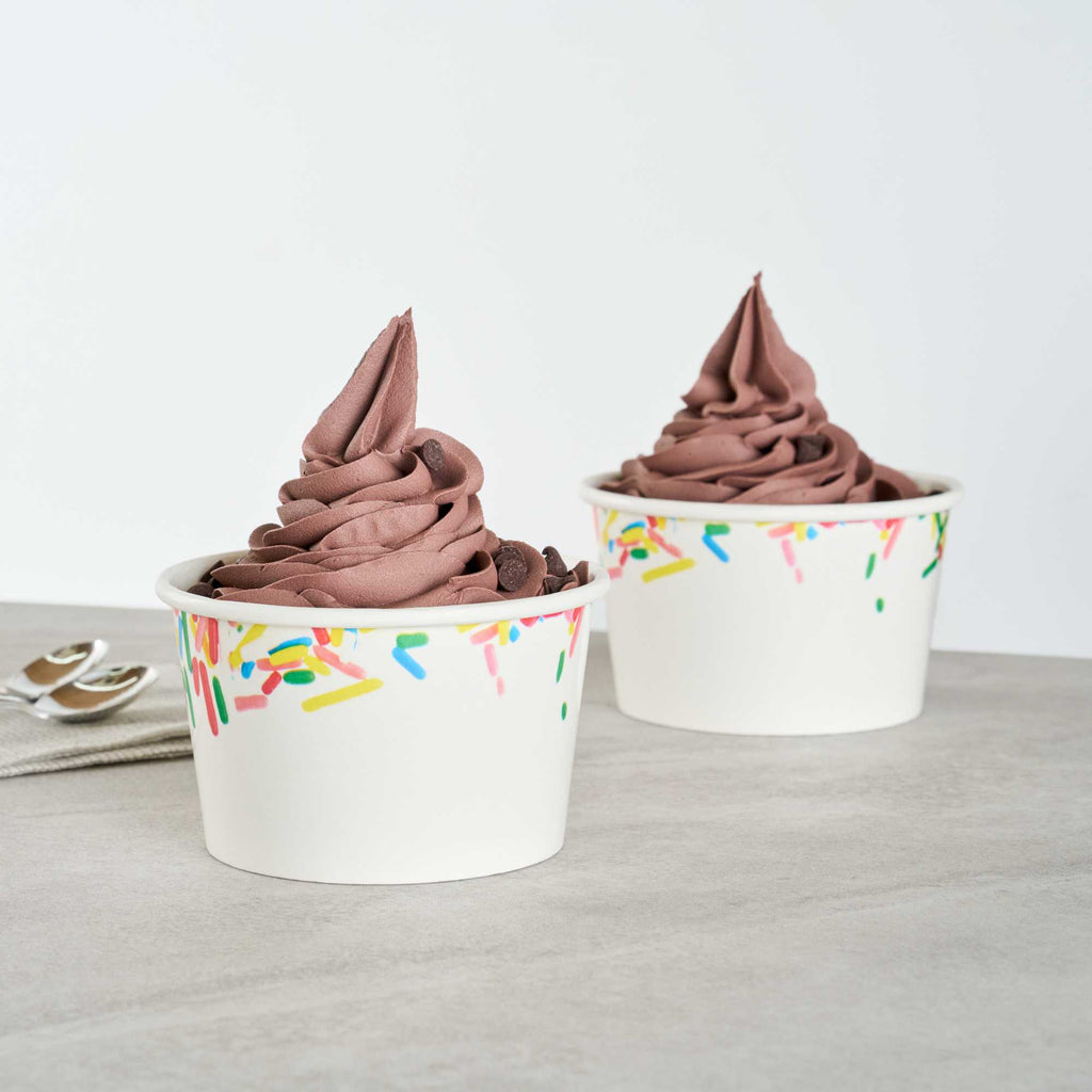 Coppetta 8 oz Round White Paper To Go Cup - with Classic Sprinkles - 3 3/4" x 3 3/4" x 2 1/4" - 50 count box