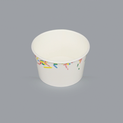 Coppetta 8 oz Round White Paper To Go Cup - with Classic Sprinkles - 3 3/4" x 3 3/4" x 2 1/4" - 200 count box