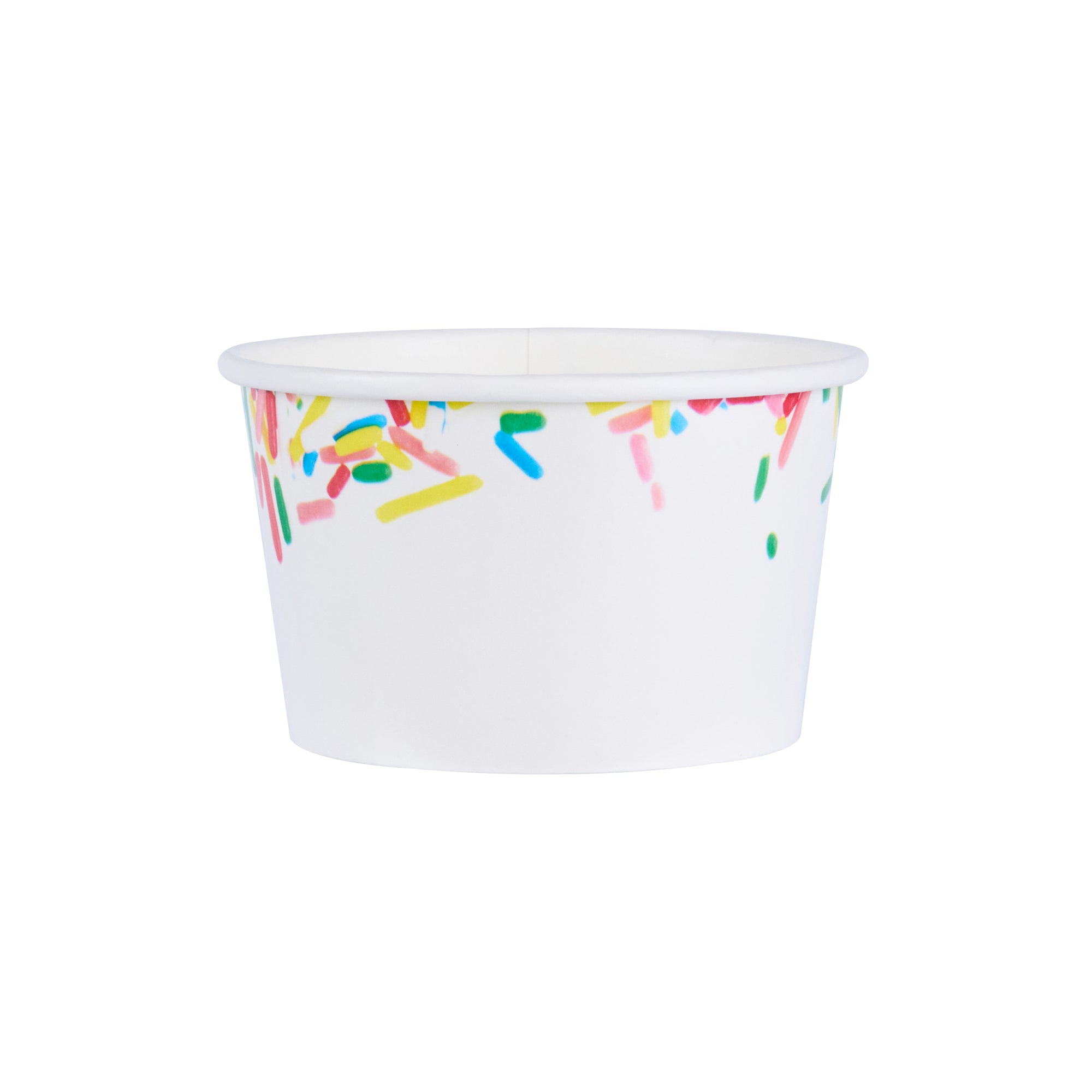 Coppetta 8 oz Round White Paper To Go Cup - with Classic Sprinkles - 3 3/4" x 3 3/4" x 2 1/4" - 200 count box
