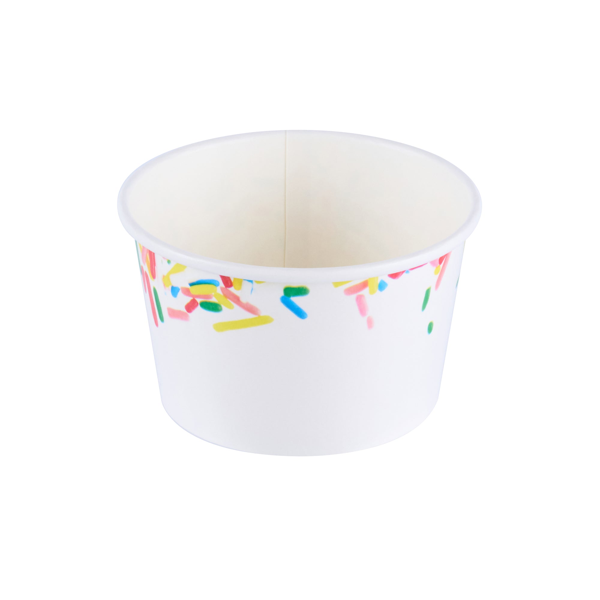 Coppetta 8 oz Round White Paper To Go Cup - with Classic Sprinkles - 3 3/4" x 3 3/4" x 2 1/4" - 200 count box