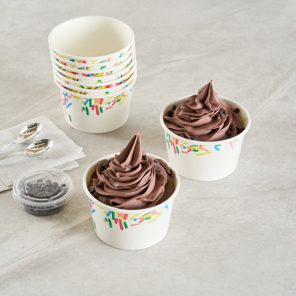 Coppetta 8 oz Round White Paper To Go Cup - with Classic Sprinkles - 3 3/4" x 3 3/4" x 2 1/4" - 200 count box