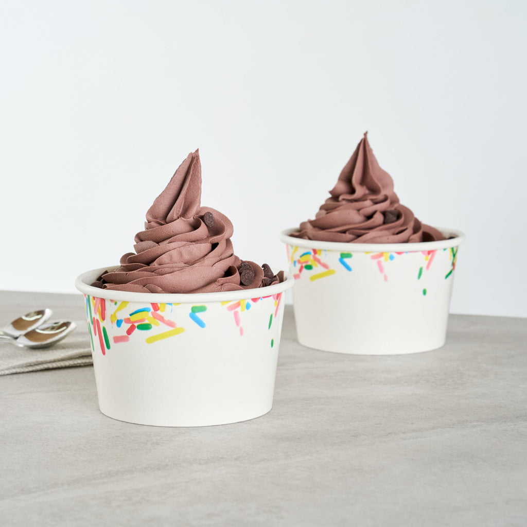 Coppetta 8 oz Round White Paper To Go Cup - with Classic Sprinkles - 3 3/4" x 3 3/4" x 2 1/4" - 200 count box