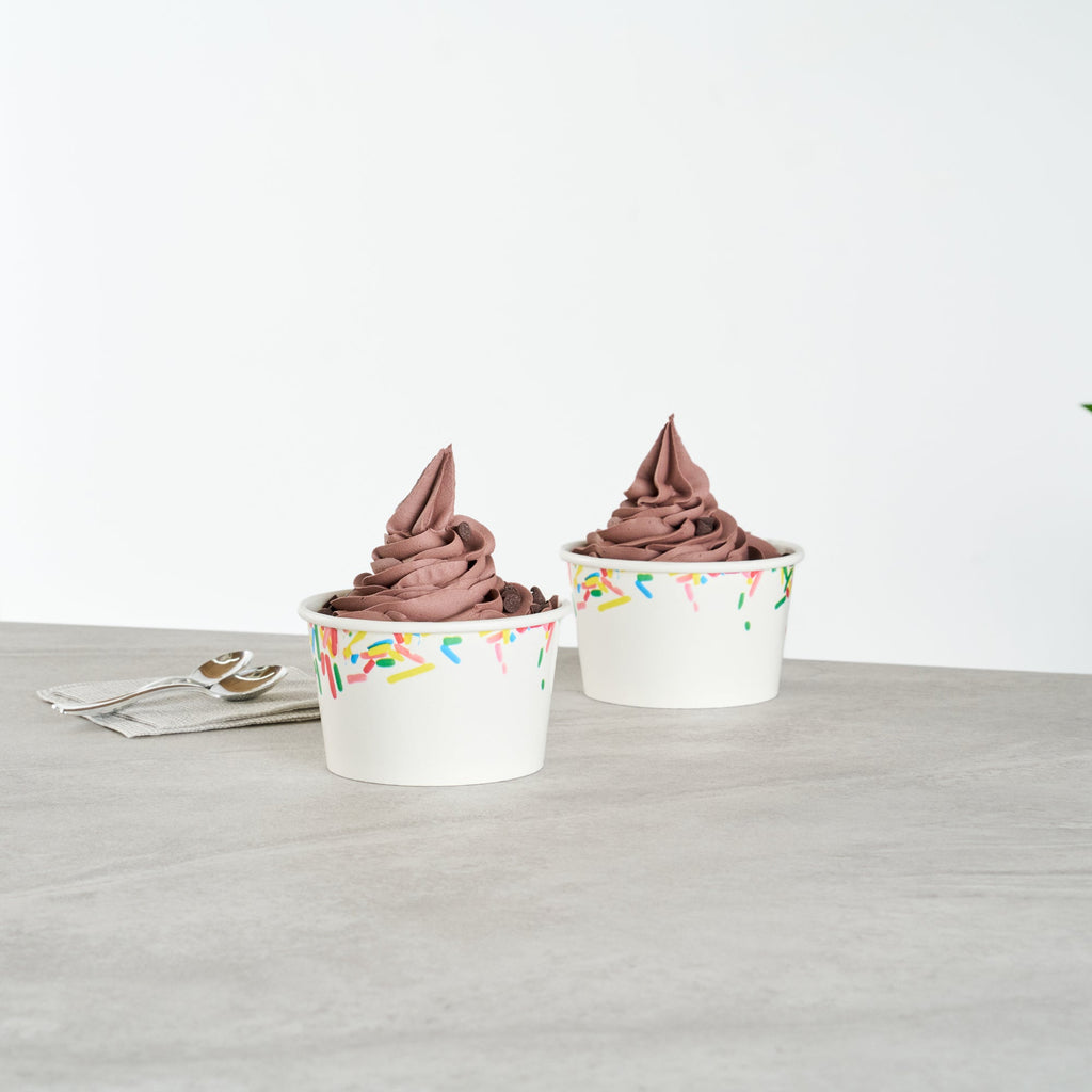 Coppetta 8 oz Round White Paper To Go Cup - with Classic Sprinkles - 3 3/4" x 3 3/4" x 2 1/4" - 200 count box