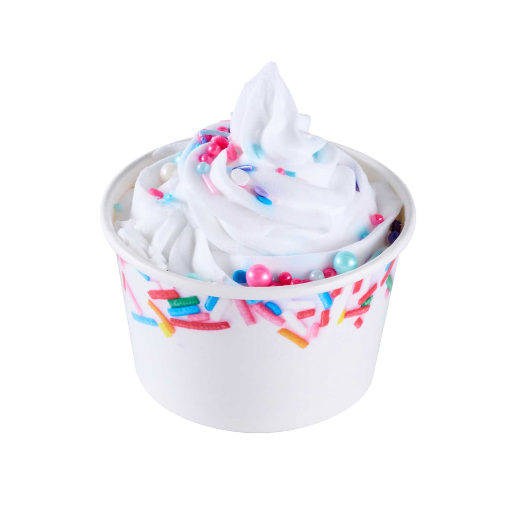 Coppetta 8 oz Round White Paper To Go Cup - with Festive Sprinkles - 3 3/4" x 3 3/4" x 2 1/4" - 50 count box