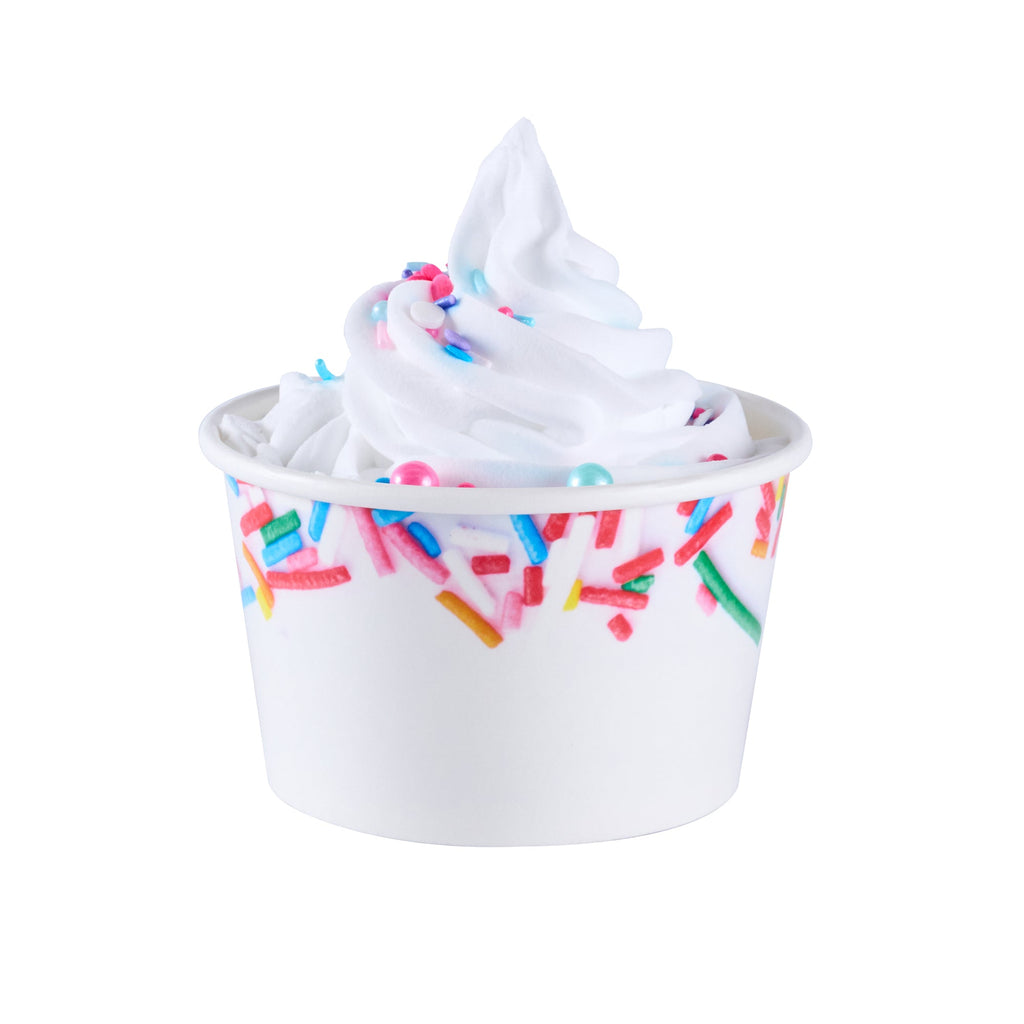Coppetta 8 oz Round White Paper To Go Cup - with Festive Sprinkles - 3 3/4" x 3 3/4" x 2 1/4" - 200 count box