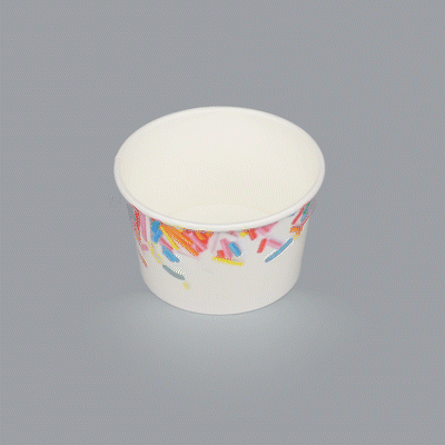 Coppetta 8 oz Round White Paper To Go Cup - with Festive Sprinkles - 3 3/4" x 3 3/4" x 2 1/4" - 200 count box