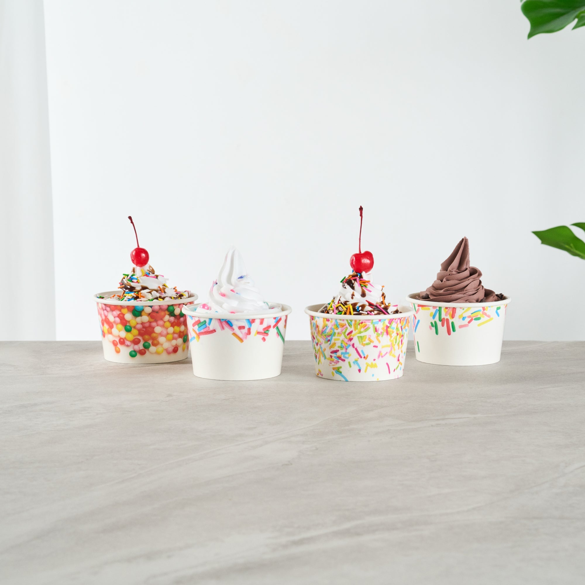 Coppetta 8 oz Round White Paper To Go Cup - with Festive Sprinkles - 3 3/4" x 3 3/4" x 2 1/4" - 200 count box