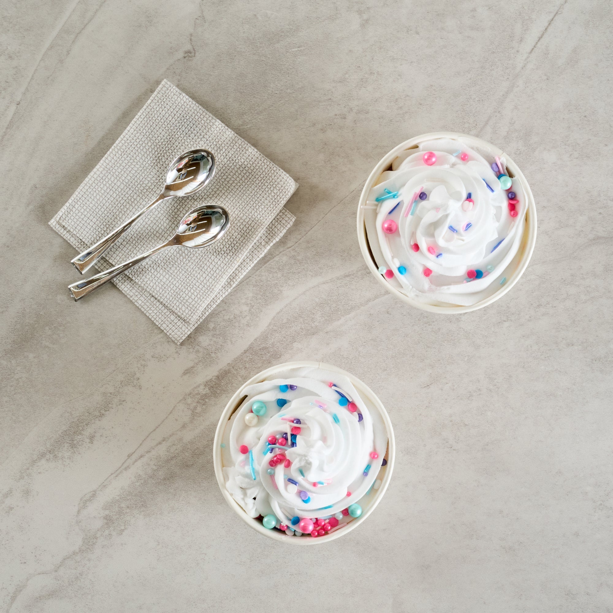 Coppetta 8 oz Round White Paper To Go Cup - with Festive Sprinkles - 3 3/4" x 3 3/4" x 2 1/4" - 200 count box