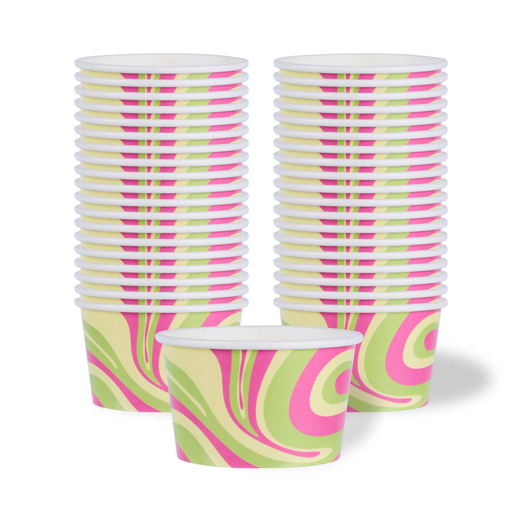 Coppetta 8 oz Round Pastel Groove Paper To Go Cup - 3 3/4" x 3 3/4" x 2 1/4" - 50 count box