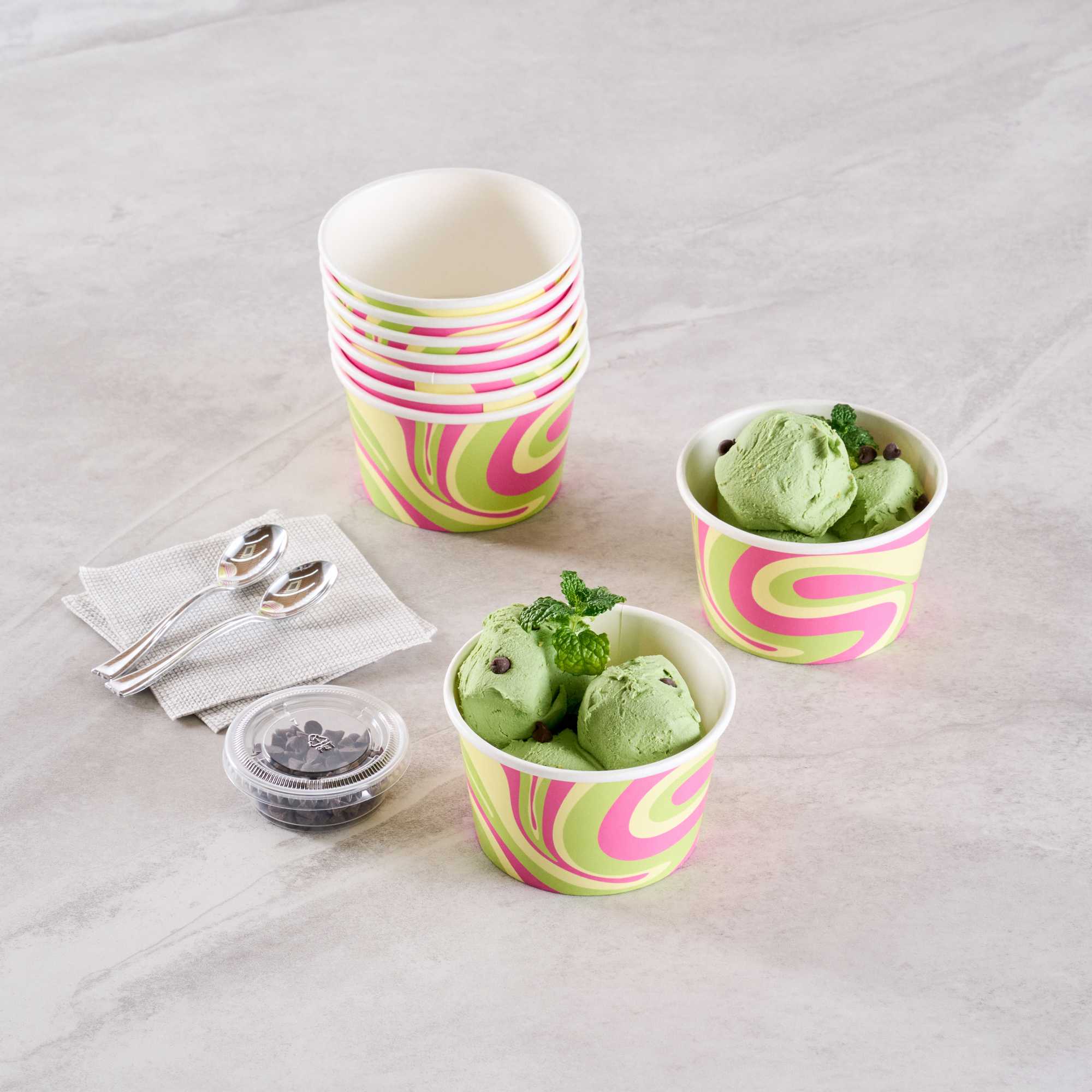 Coppetta 8 oz Round Pastel Groove Paper To Go Cup - 3 3/4" x 3 3/4" x 2 1/4" - 50 count box