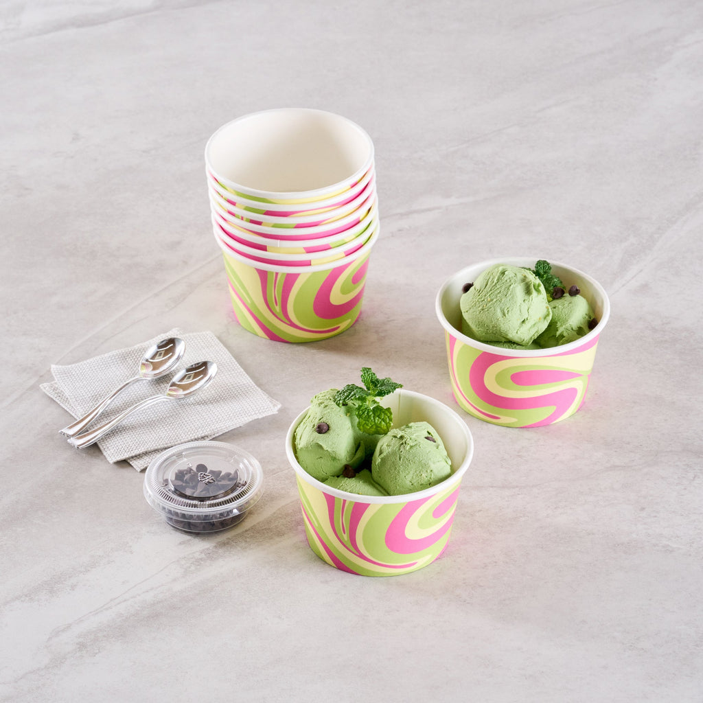 Coppetta 8 oz Round Pastel Groove Paper To Go Cup - 3 3/4" x 3 3/4" x 2 1/4" - 200 count box