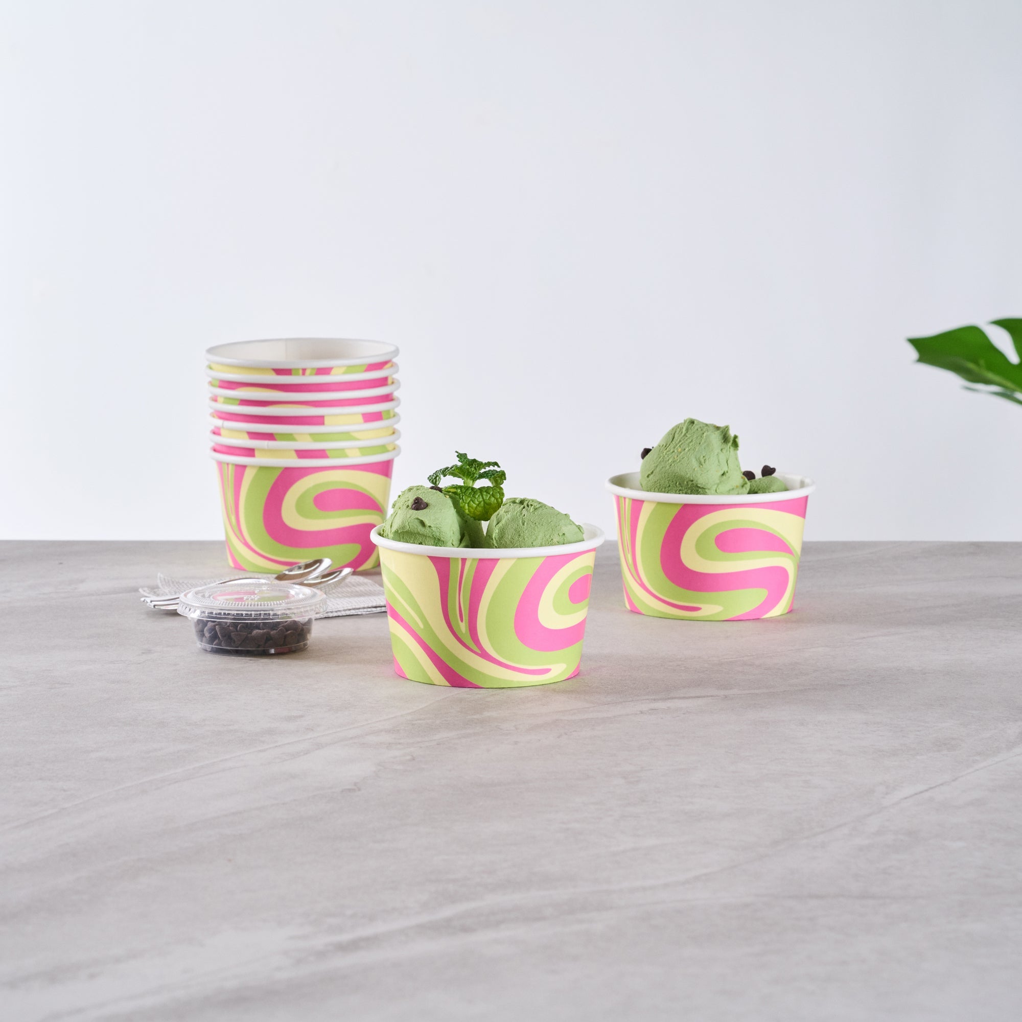 Coppetta 8 oz Round Pastel Groove Paper To Go Cup - 3 3/4" x 3 3/4" x 2 1/4" - 200 count box