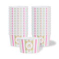 Coppetta 8 oz Round Green And Pink Stripe Paper To Go Cup - 3 3/4" x 3 3/4" x 2 1/4" - 200 count box