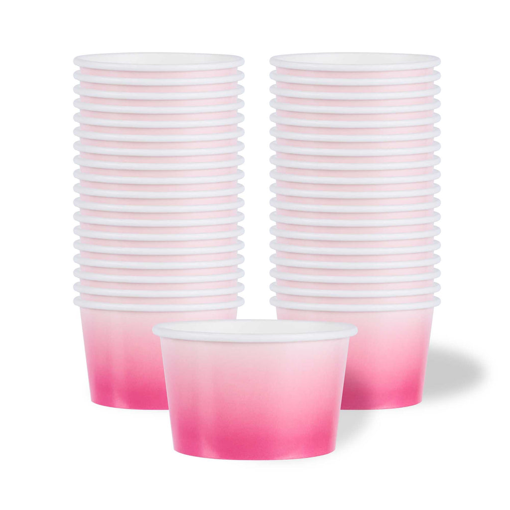 Coppetta 8 oz Round Pink And White Ombre Paper To Go Cup - 3 3/4" x 3 3/4" x 2 1/4" - 50 count box