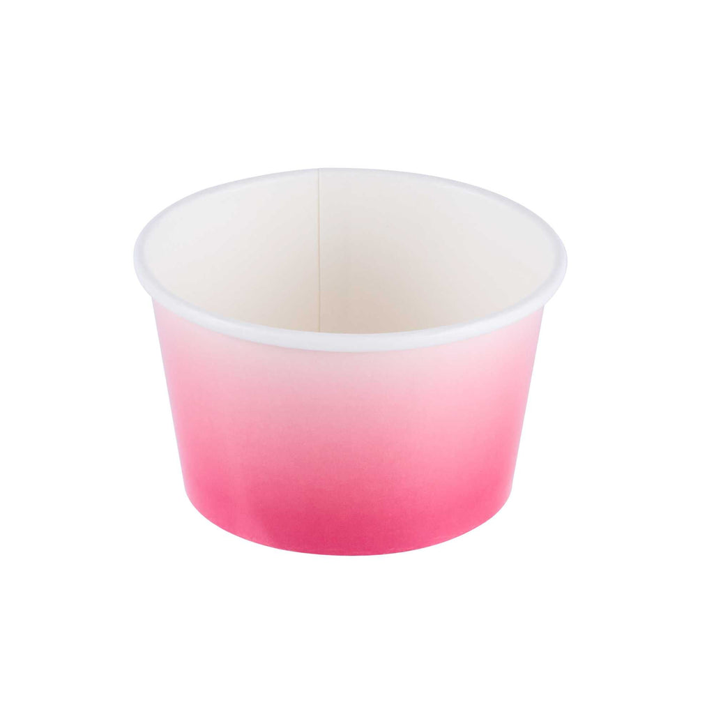 Coppetta 8 oz Round Pink And White Ombre Paper To Go Cup - 3 3/4" x 3 3/4" x 2 1/4" - 50 count box