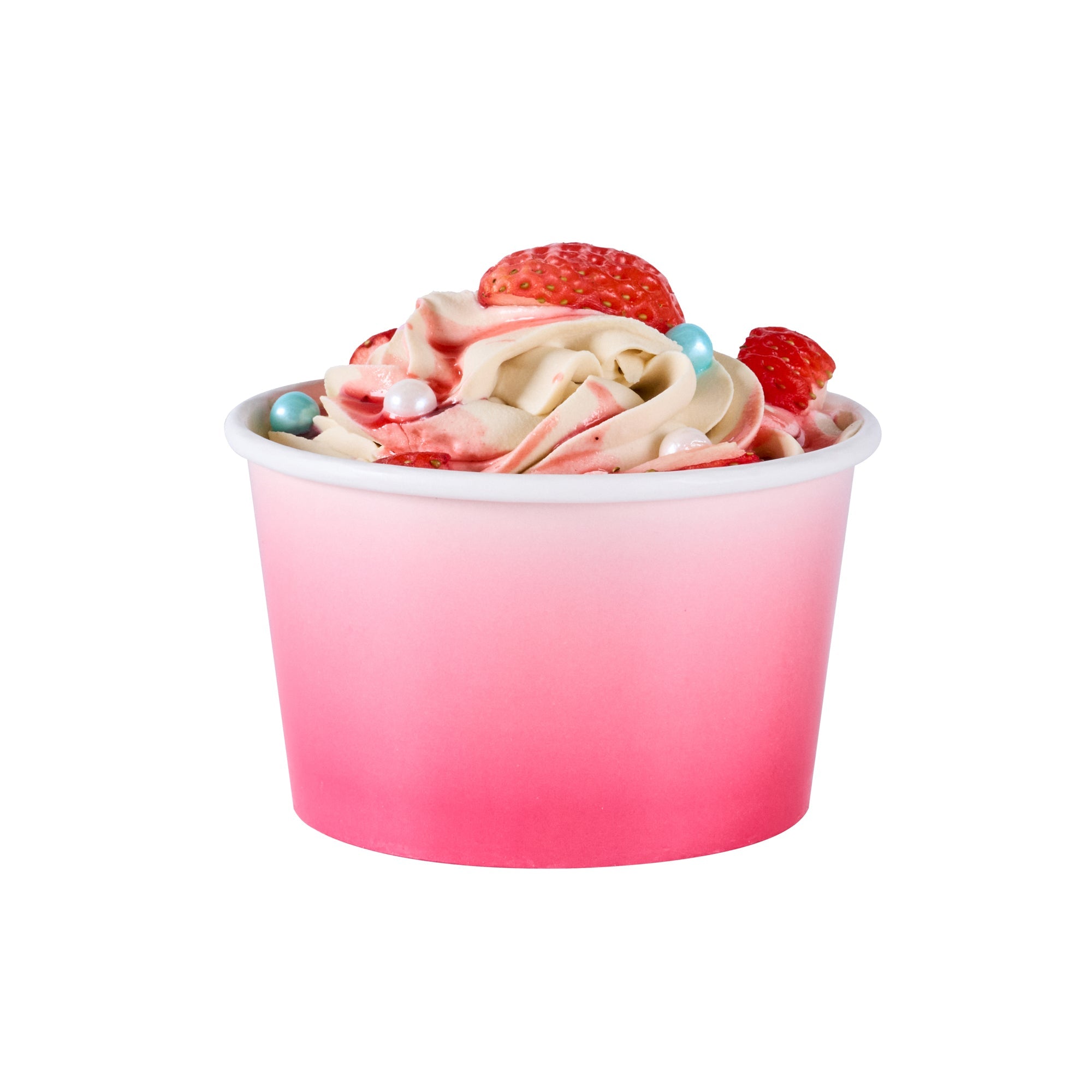 Coppetta 8 oz Round Pink And White Ombre Paper To Go Cup - 3 3/4" x 3 3/4" x 2 1/4" - 200 count box
