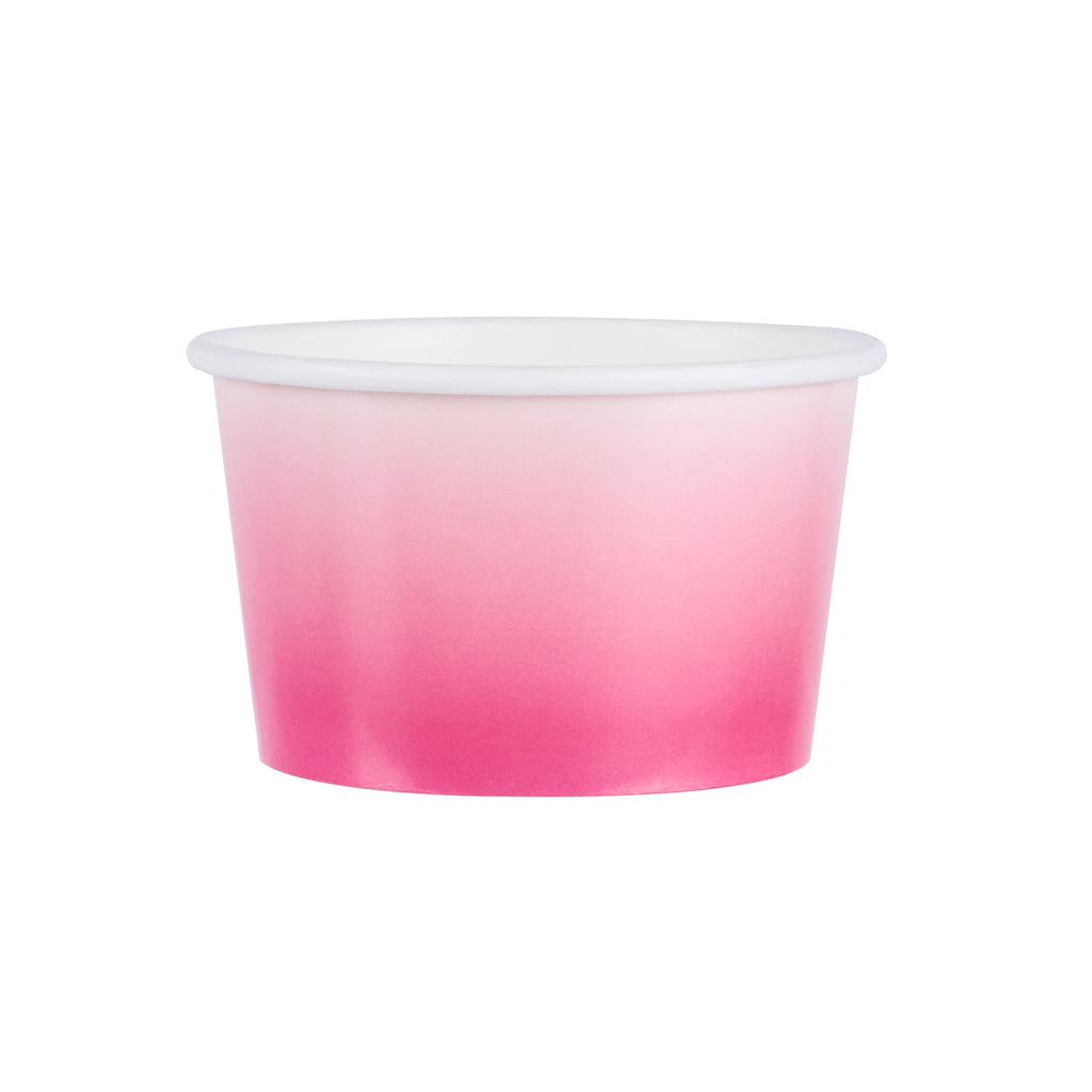 Coppetta 8 oz Round Pink And White Ombre Paper To Go Cup - 3 3/4" x 3 3/4" x 2 1/4" - 200 count box