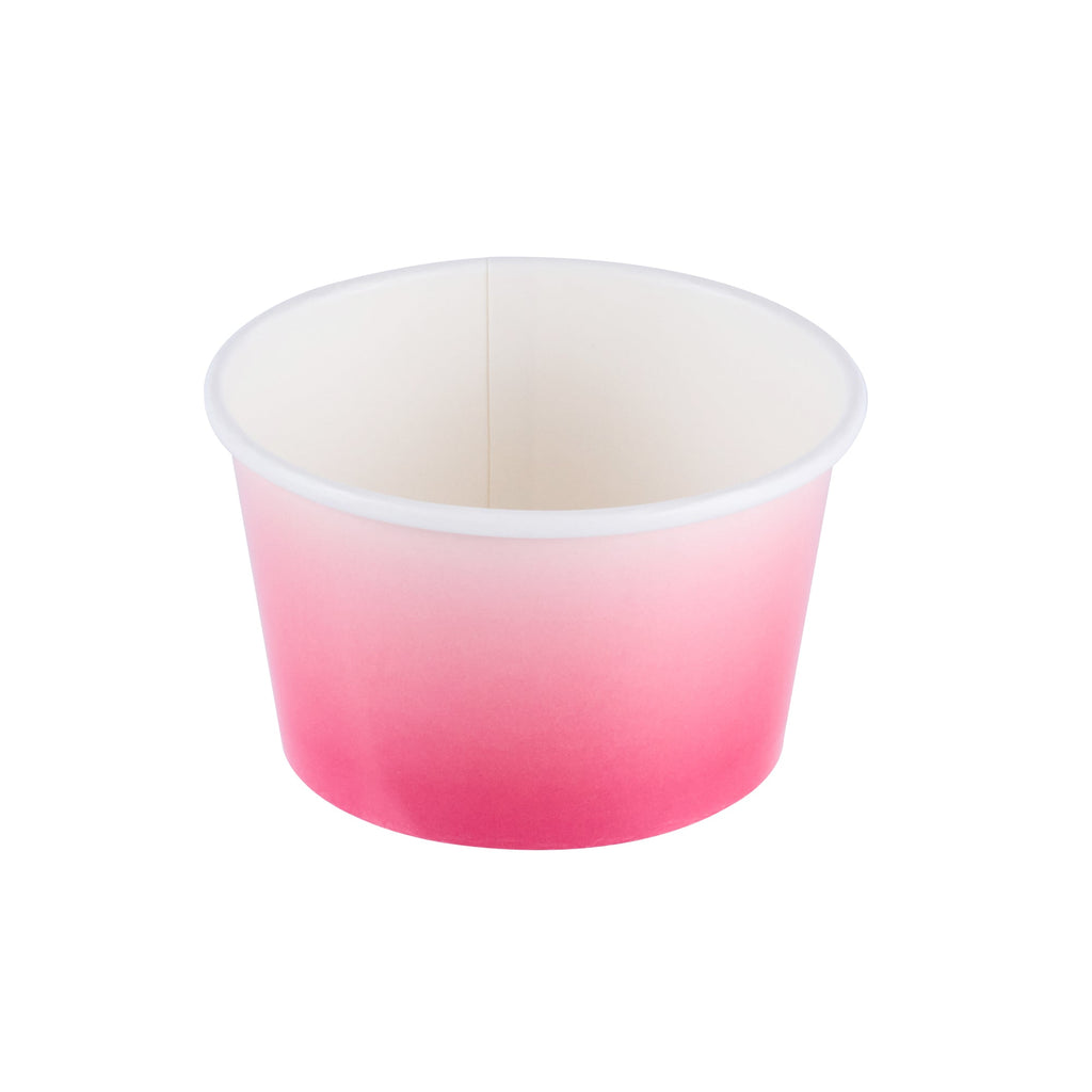 Coppetta 8 oz Round Pink And White Ombre Paper To Go Cup - 3 3/4" x 3 3/4" x 2 1/4" - 200 count box