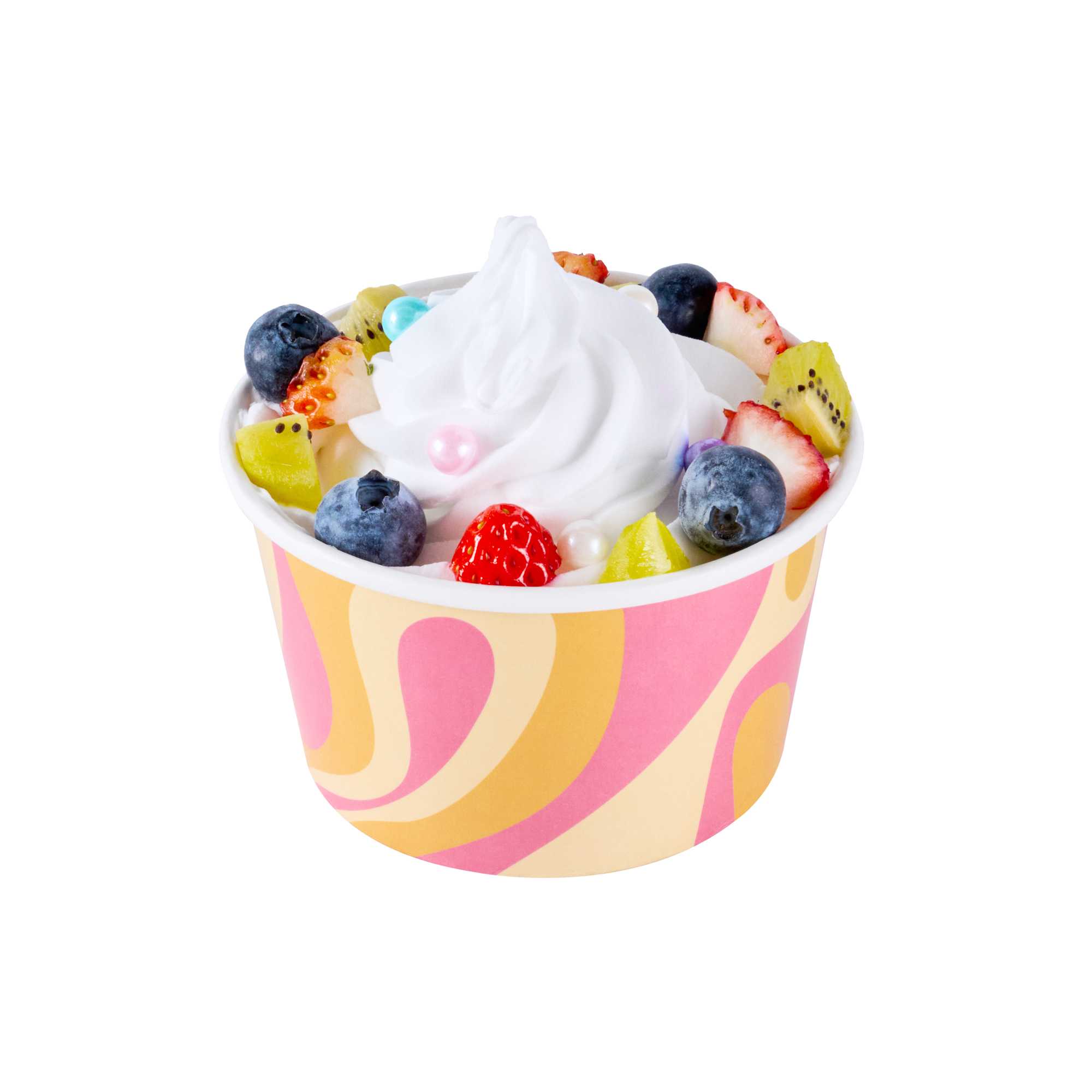 Coppetta 8 oz Round Tropical Twist Paper To Go Cup - 3 3/4" x 3 3/4" x 2 1/4" - 50 count box