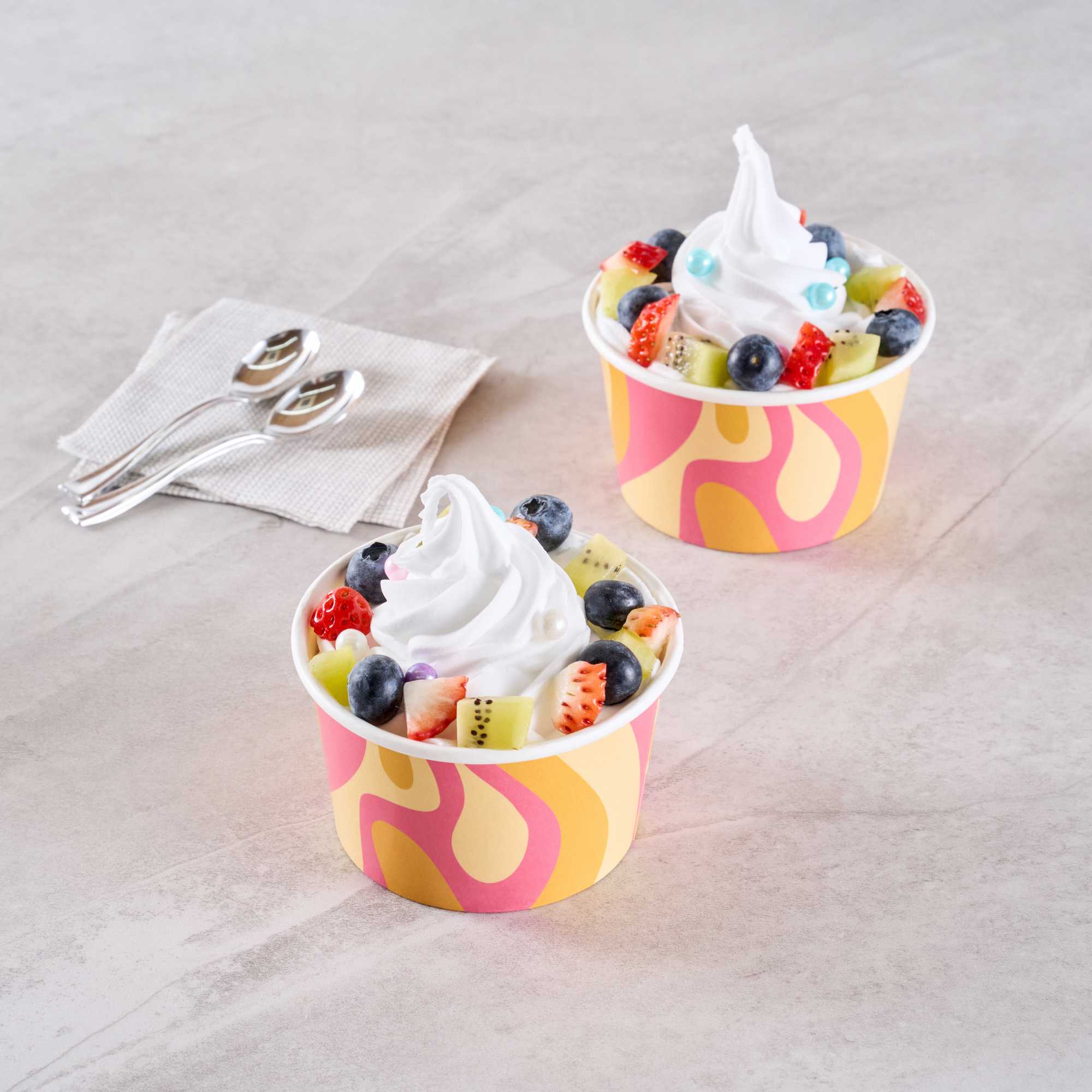 Coppetta 8 oz Round Tropical Twist Paper To Go Cup - 3 3/4" x 3 3/4" x 2 1/4" - 50 count box