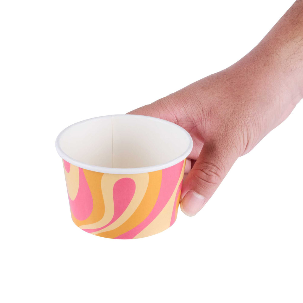 Coppetta 8 oz Round Tropical Twist Paper To Go Cup - 3 3/4" x 3 3/4" x 2 1/4" - 50 count box