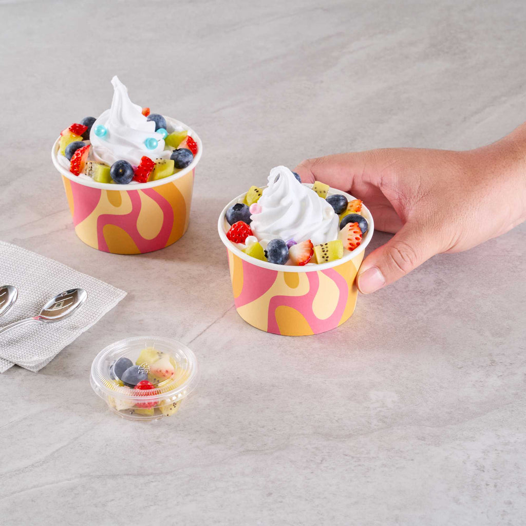 Coppetta 8 oz Round Tropical Twist Paper To Go Cup - 3 3/4" x 3 3/4" x 2 1/4" - 50 count box