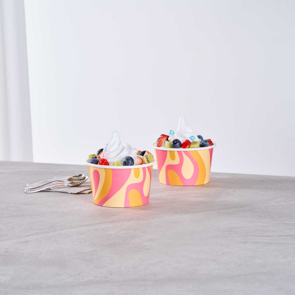Coppetta 8 oz Round Tropical Twist Paper To Go Cup - 3 3/4" x 3 3/4" x 2 1/4" - 50 count box