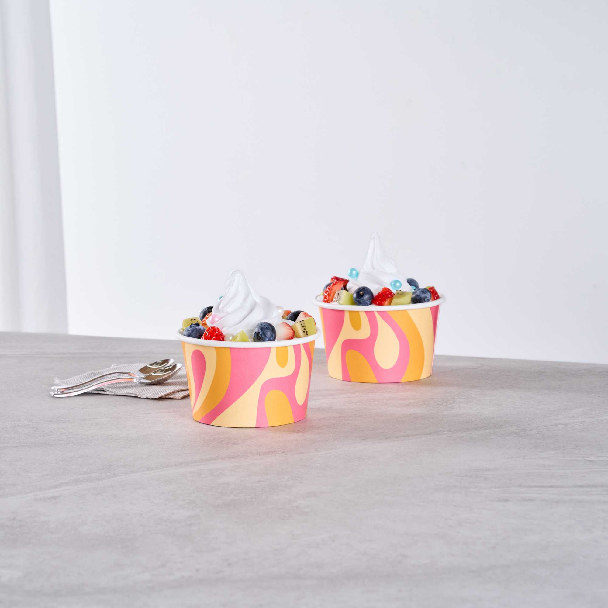 Coppetta 8 oz Round Tropical Twist Paper To Go Cup - 3 3/4" x 3 3/4" x 2 1/4" - 50 count box