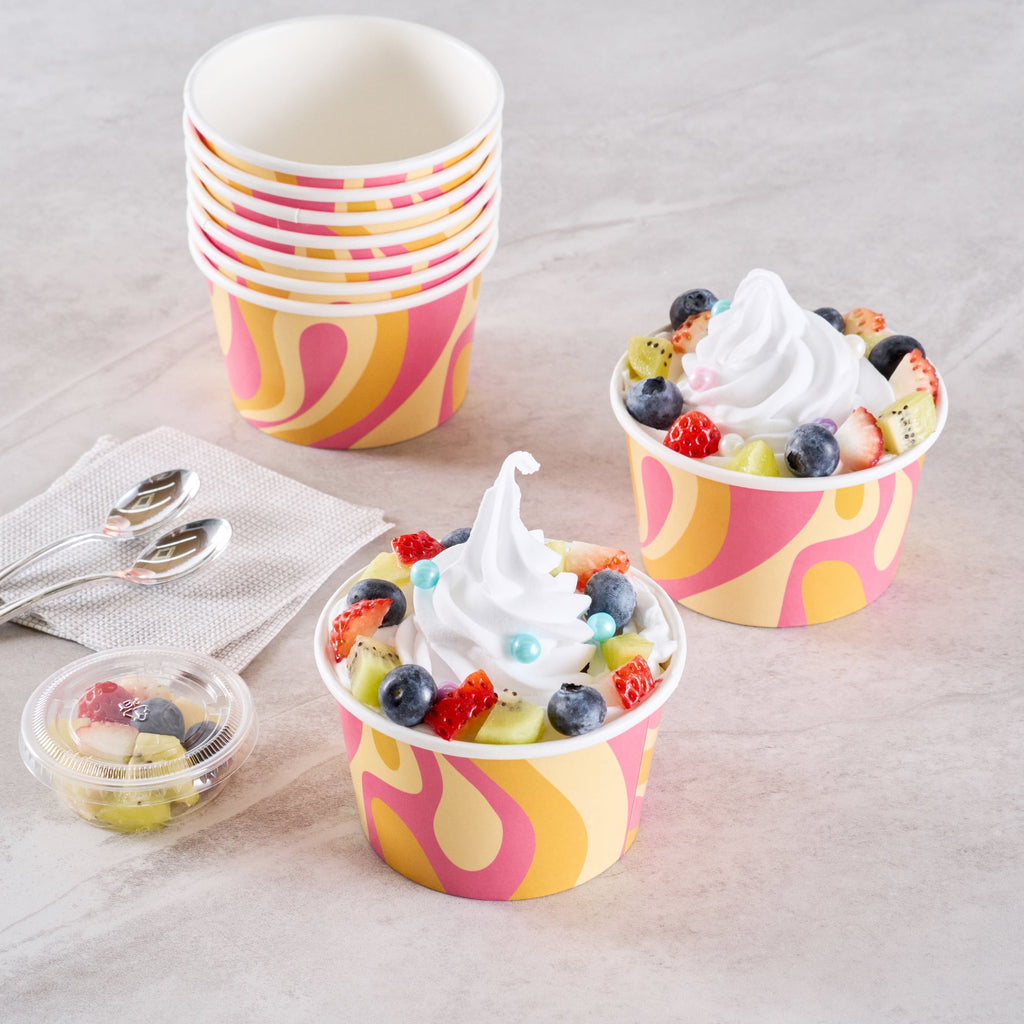 Coppetta 8 oz Round Tropical Twist Paper To Go Cup - 3 3/4" x 3 3/4" x 2 1/4" - 200 count box