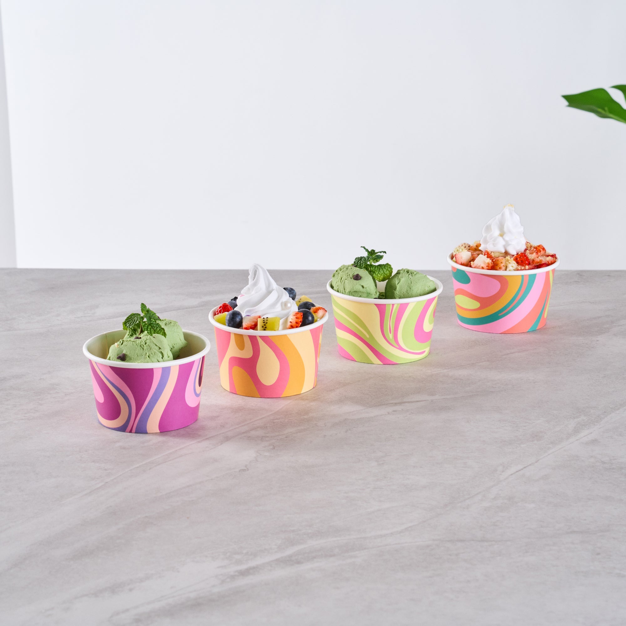 Coppetta 8 oz Round Tropical Twist Paper To Go Cup - 3 3/4" x 3 3/4" x 2 1/4" - 200 count box