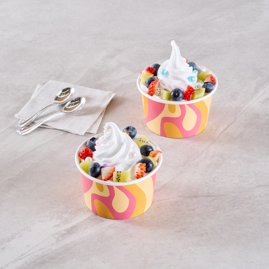Coppetta 8 oz Round Tropical Twist Paper To Go Cup - 3 3/4" x 3 3/4" x 2 1/4" - 200 count box