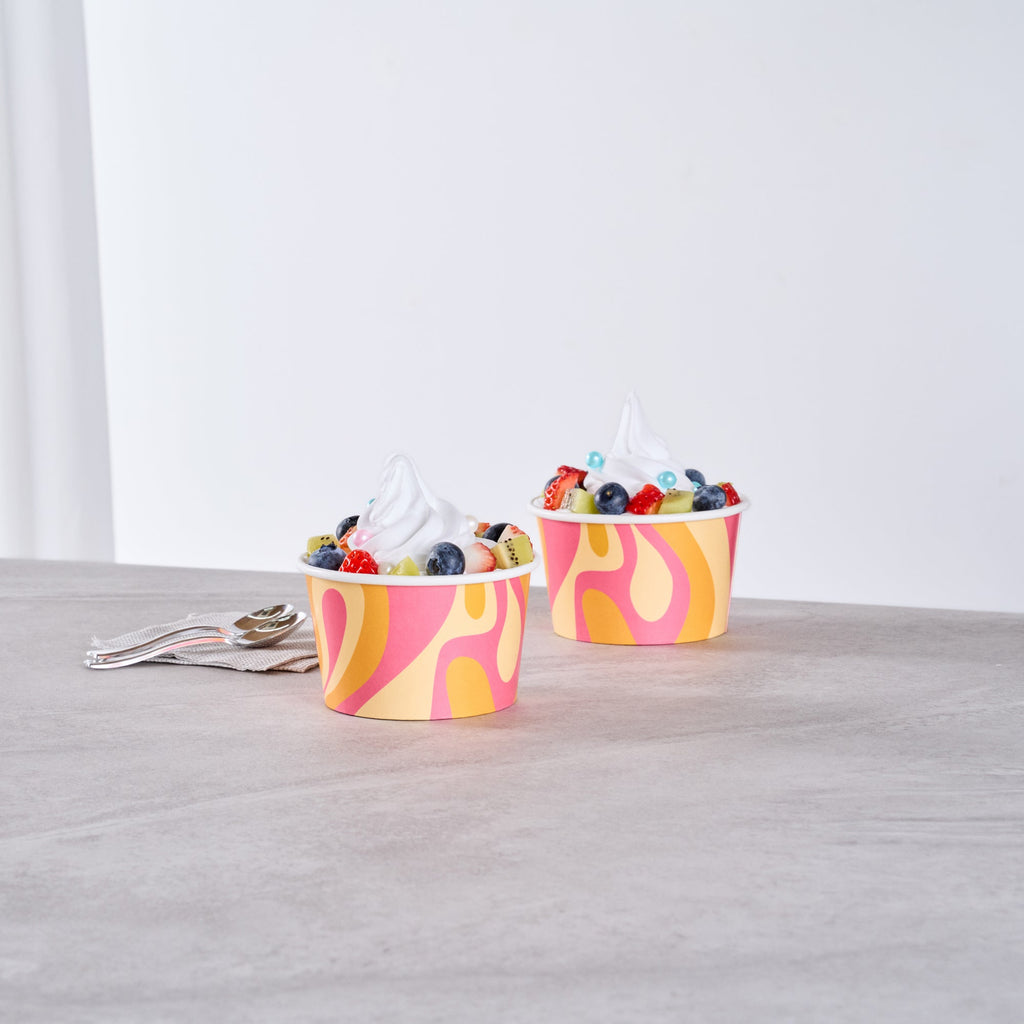 Coppetta 8 oz Round Tropical Twist Paper To Go Cup - 3 3/4" x 3 3/4" x 2 1/4" - 200 count box