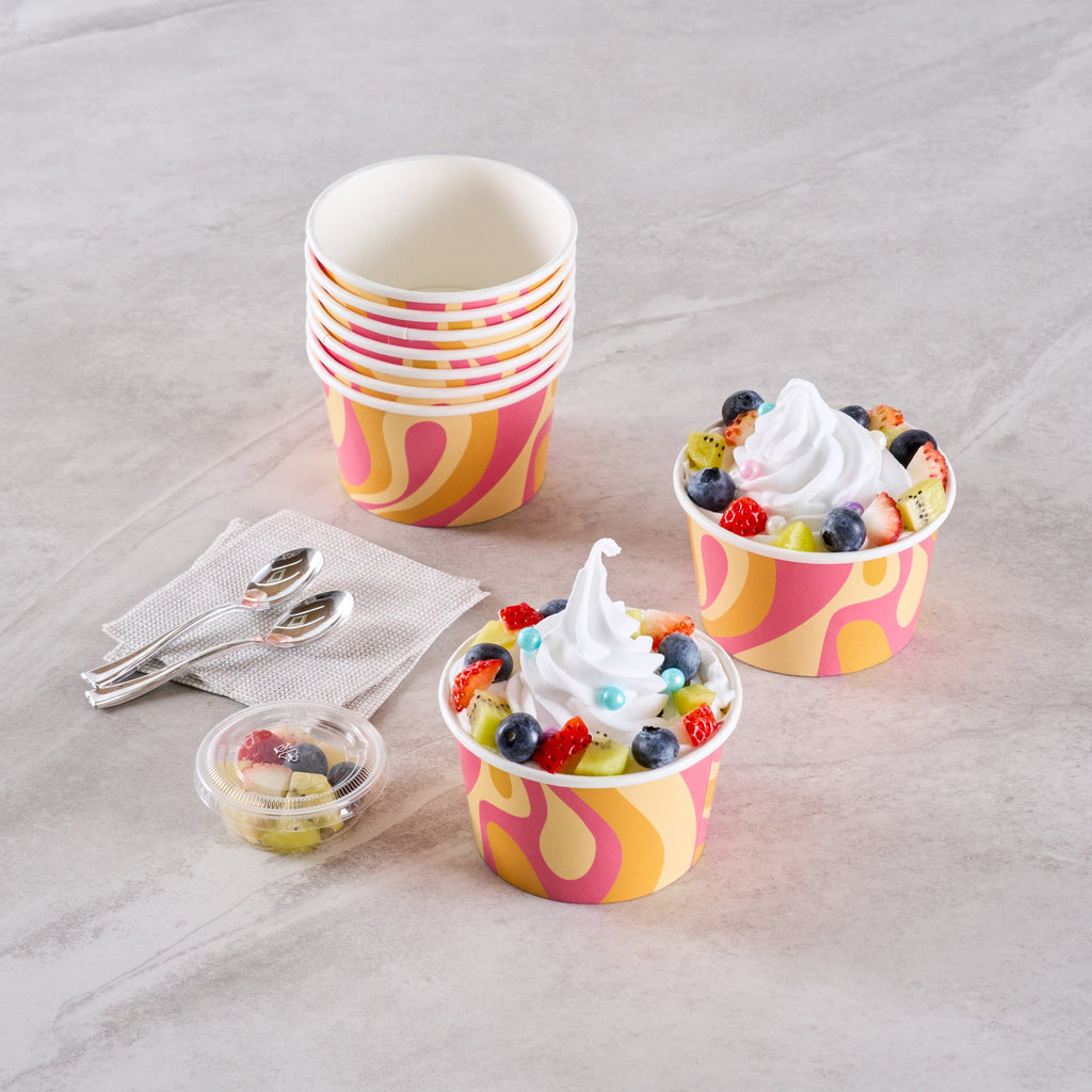 Coppetta 8 oz Round Tropical Twist Paper To Go Cup - 3 3/4" x 3 3/4" x 2 1/4" - 200 count box