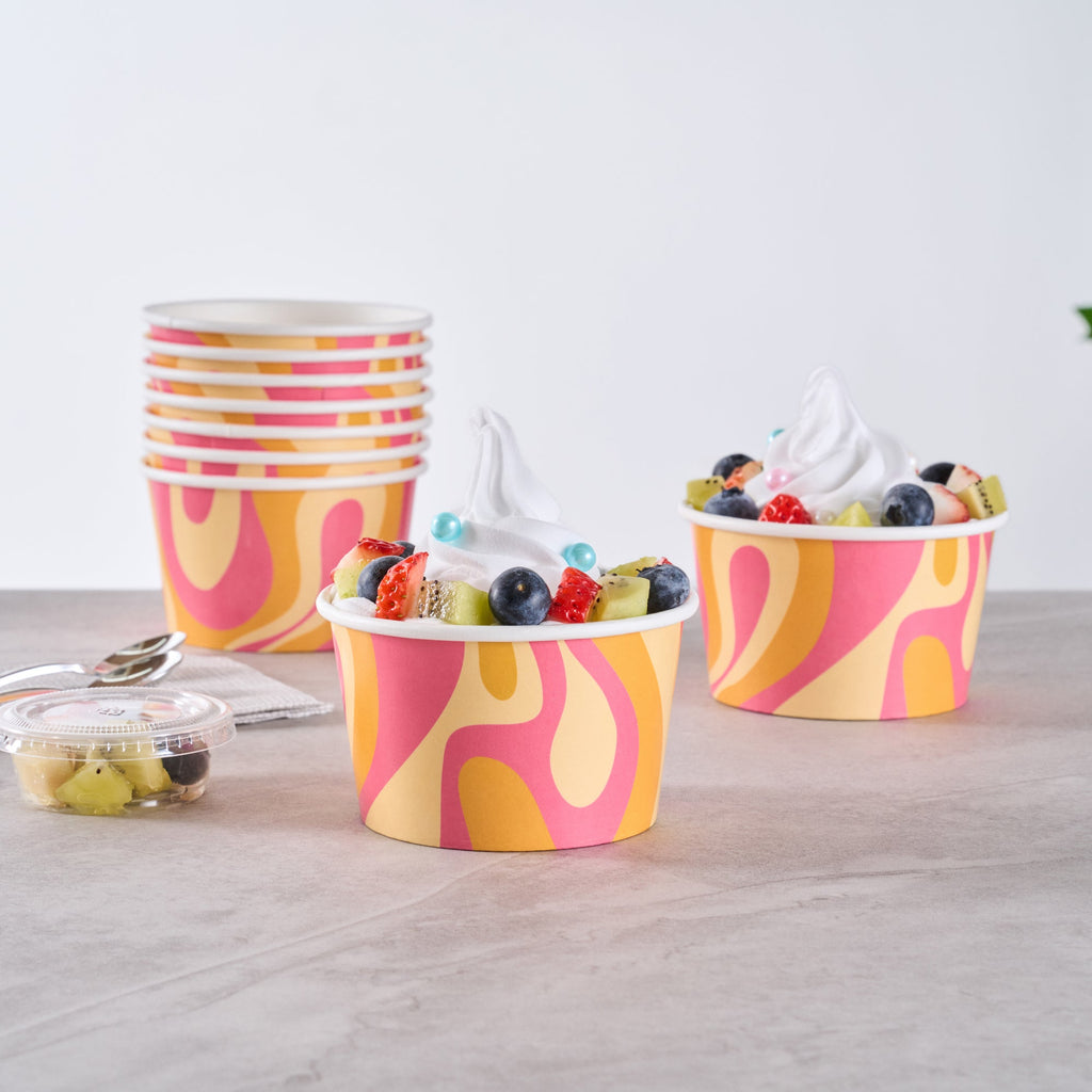 Coppetta 8 oz Round Tropical Twist Paper To Go Cup - 3 3/4" x 3 3/4" x 2 1/4" - 200 count box