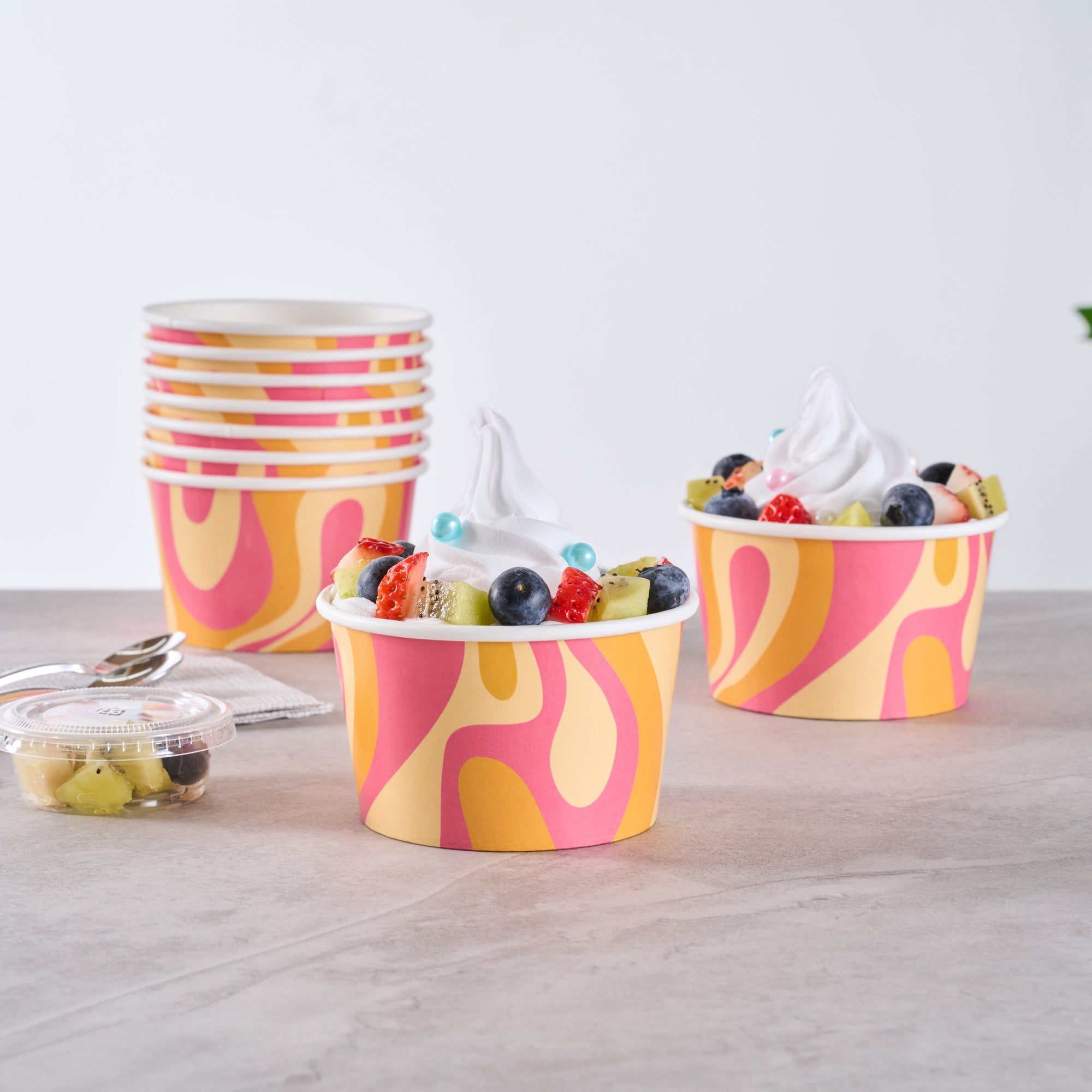 Coppetta 8 oz Round Tropical Twist Paper To Go Cup - 3 3/4" x 3 3/4" x 2 1/4" - 200 count box