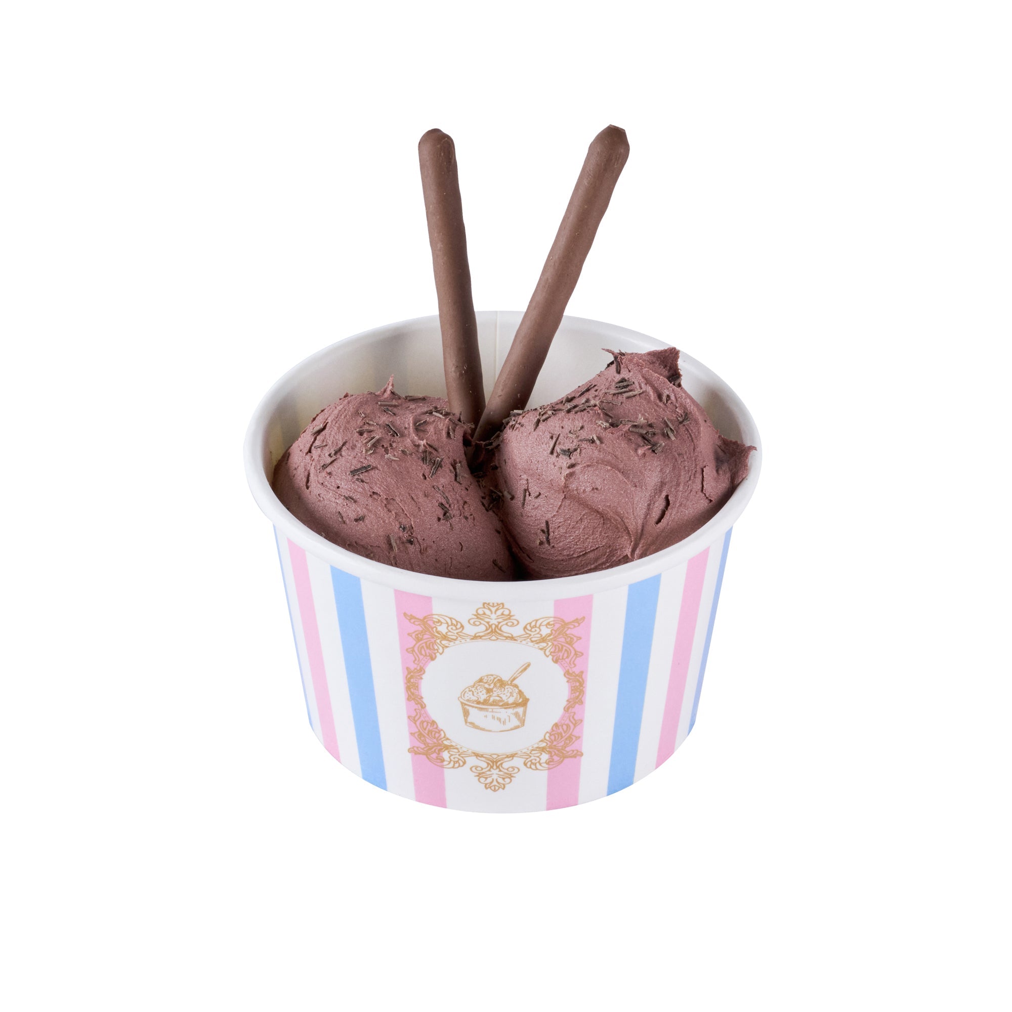 Coppetta 8 oz Round Pink And Blue Stripe Paper To Go Cup - 3 3/4" x 3 3/4" x 2 1/4" - 200 count box