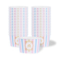 Coppetta 8 oz Round Pink And Blue Stripe Paper To Go Cup - 3 3/4" x 3 3/4" x 2 1/4" - 200 count box