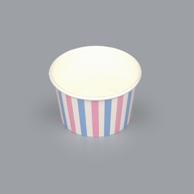 Coppetta 8 oz Round Pink And Blue Stripe Paper To Go Cup - 3 3/4" x 3 3/4" x 2 1/4" - 50 count box