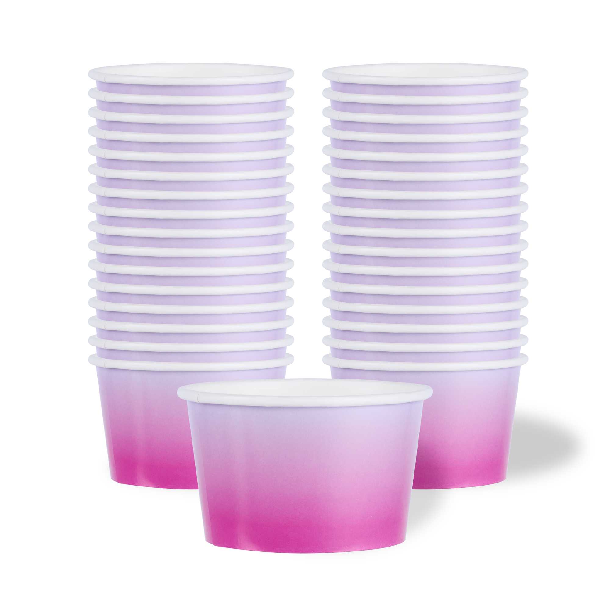 Coppetta 8 oz Round Purple And Blue Ombre Paper To Go Cup - 3 3/4" x 3 3/4" x 2 1/4" - 50 count box