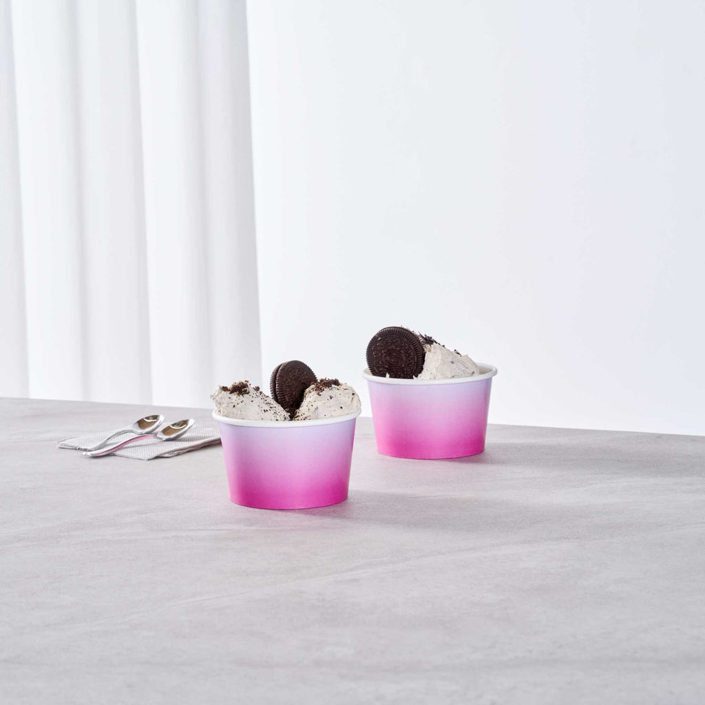 Coppetta 8 oz Round Purple And Blue Ombre Paper To Go Cup - 3 3/4" x 3 3/4" x 2 1/4" - 50 count box
