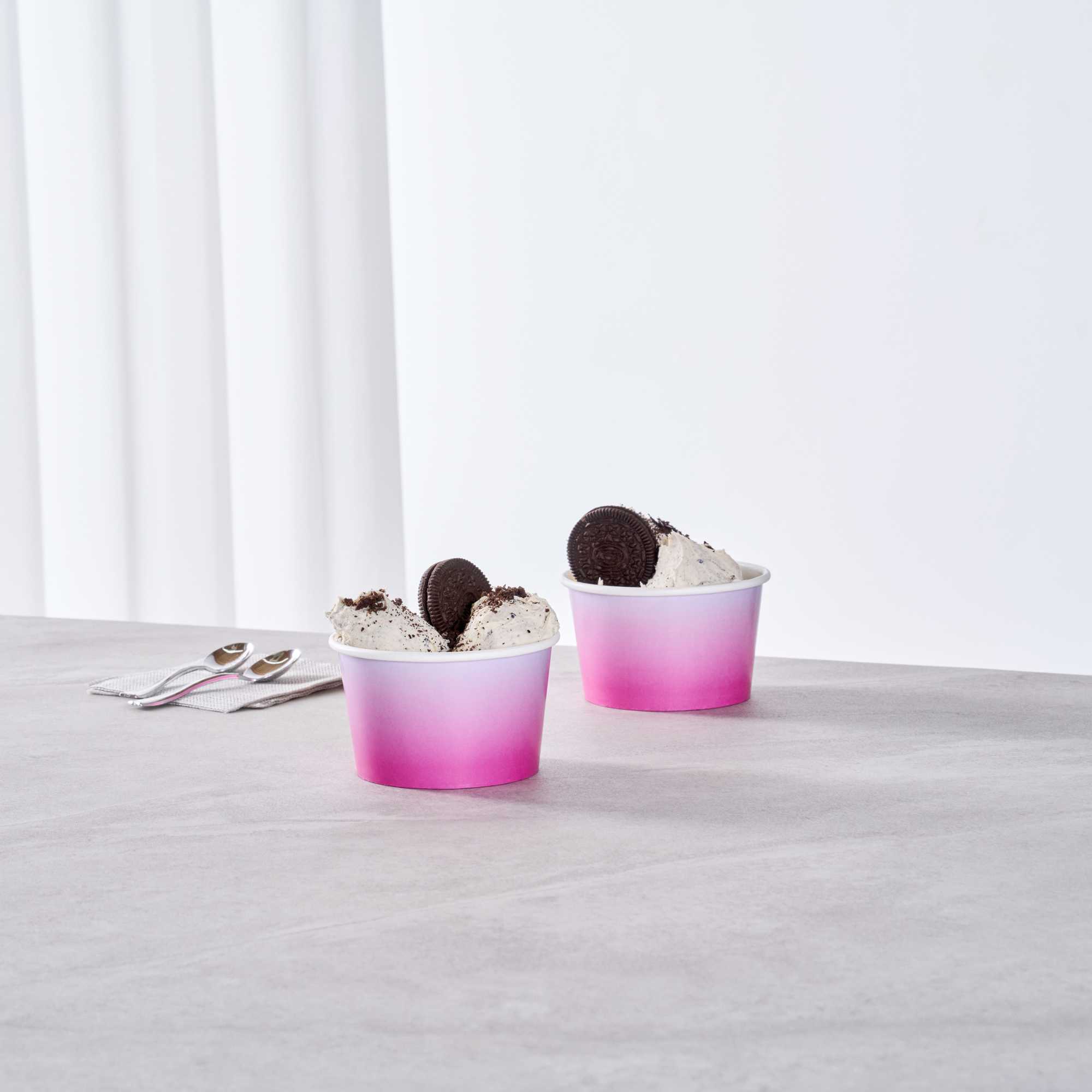 Coppetta 8 oz Round Purple And Blue Ombre Paper To Go Cup - 3 3/4" x 3 3/4" x 2 1/4" - 50 count box