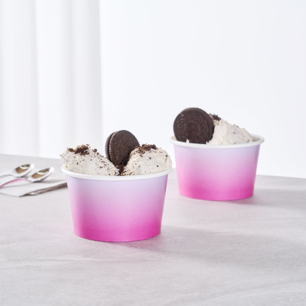 Coppetta 8 oz Round Purple And Blue Ombre Paper To Go Cup - 3 3/4" x 3 3/4" x 2 1/4" - 200 count box